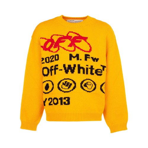 OFF-WHITE Industrial Y013 Knit Crewneck - Yellow - OMHE032F19E370166010