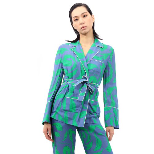 OFF-WHITE Leaf-Print Pyjama-Style Shirt - Blue/Green - OWGA065R20H150903040