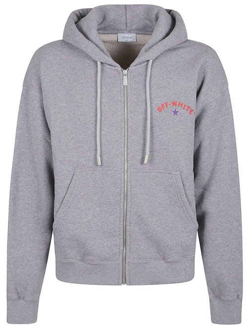 OFF-WHITE Logo Printed Zip-up Hoodie - OMBE015S25FLE0020810