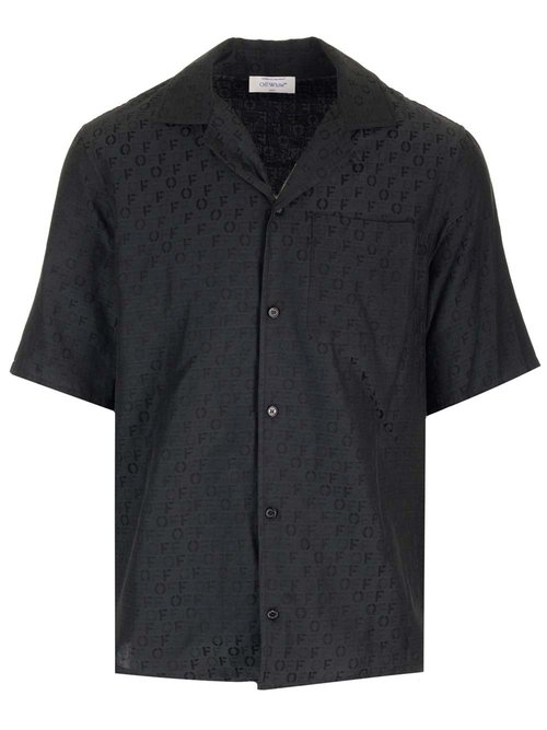 OFF-WHITE Logo-Jacquard Camp-Collar Shirt 'Black ...