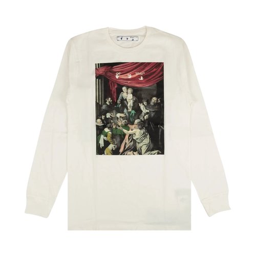 OFF-WHITE Off- Caravaggio Painting Long-Sleeve Tee - White - OMAB001E20JER0050110