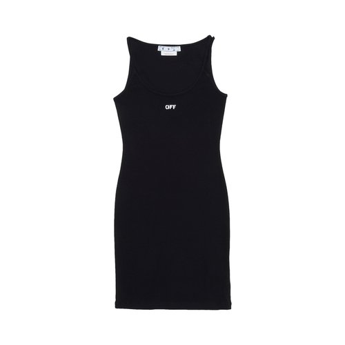 OFF-WHITE Off Stamp Basic Rib Dress - Black/White - OWDB304C99JER0011001