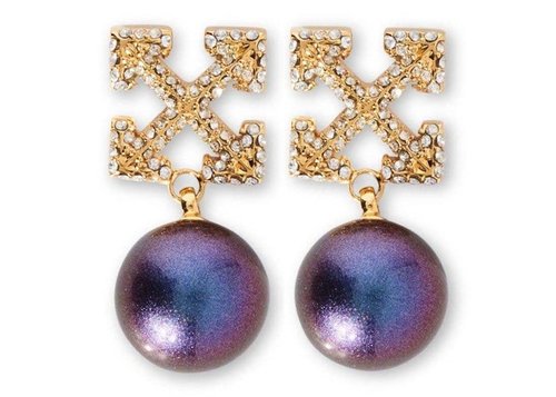 OFF-WHITE OffWhite Arrows CrystalEmbellished Earrings - Gold/Cobalt Blue