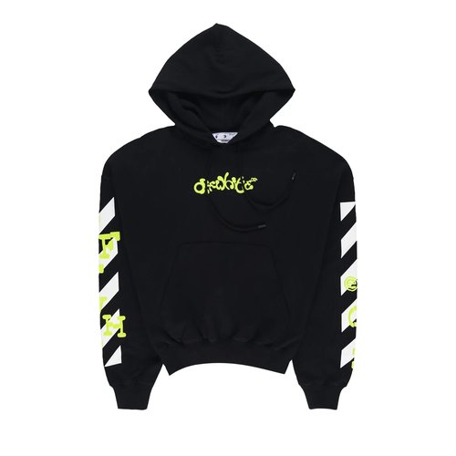 OFF-WHITE Opposite Arrow Boxy Hoodie - Black Lime - OMBB110S23FLE0021050