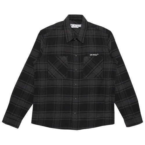 OFF-WHITE Outline Arrows Flannel T-Shirt - Grey/White - OMGA133C99FAB0010701