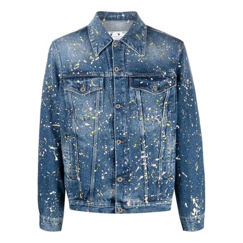 OFF-WHITE Paint Skate Denim Jacket - Blue - OMYE077F22DEN0034000