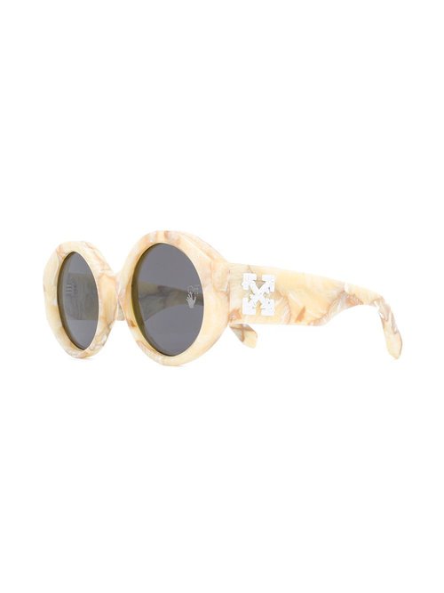 OFF-WHITE Sara Round Frame Sunglasses - Yellow Marble/White - OWRI022F20PLA0011800