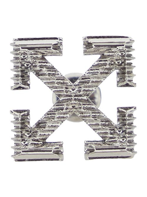 OFF-WHITE Silver-tone Earrings With Arrow Design And Embossed Finish In Metal Man - OMOD11NF25MET0017272