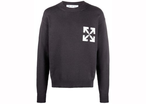 OFF-WHITE OFFWHITE Single Arrow Knit Crewneck Sweatshirt - Black - OMHE119C99KNI0011001
