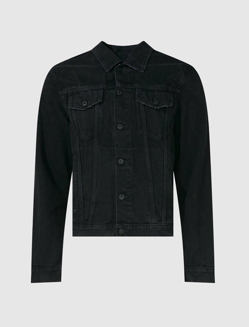 OFF-WHITE Negative Mark Slim Denim Jacket - Faded Black/Castelrock - OMYE054F21DEN0031209