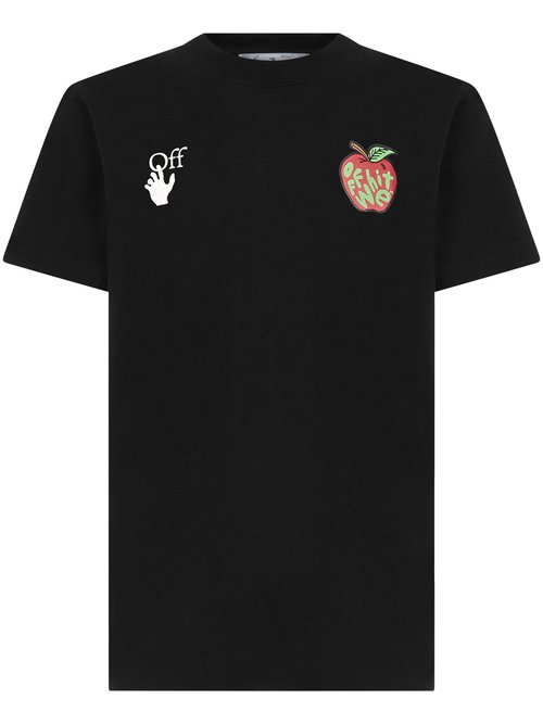 OFF-WHITE Slim Fit Apple Print Arrow T-shirt - Black - OMAA027S21JER0231025