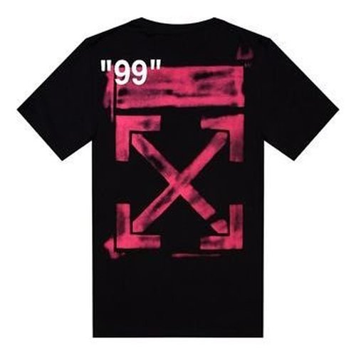 OFF-WHITE SS19 Graffiti Pink Arrows Short Sleeve - Black - OMAA027R191850151028