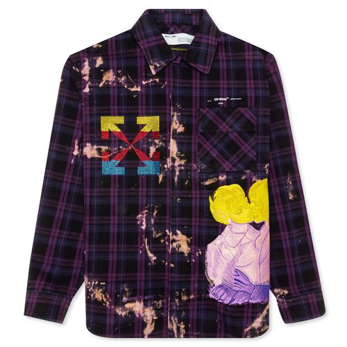 OFF-WHITE Ev Flannel Check Shirt - Violet/Multi - OMGA098S20G710492988