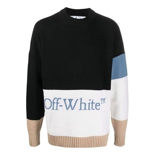 OFF-WHITE SS21 Logo Round Neck Long Sleeves - Black - OMHE048R21KNI0011040