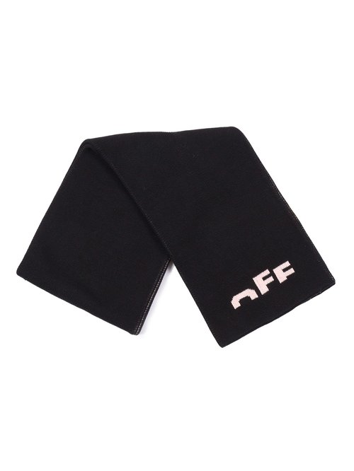 OFF-WHITE Type Logo Scarf Black Soft Pink - OGMA001F25KNI001103C