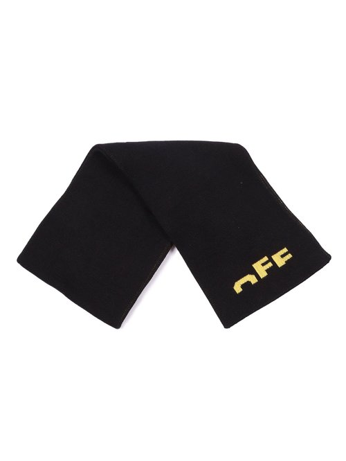 OFF-WHITE Type Logo Scarf Black Yellow - OBMA001F25KNI0011018