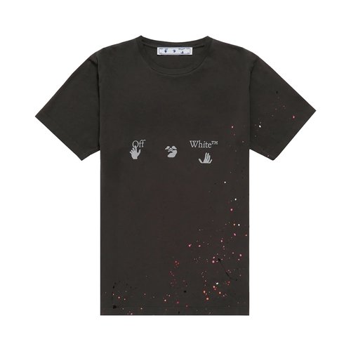 OFF-WHITE Vintage Paint Splatter Short-Sleeve Tee - Khaki Brown - OMAA027S21JER0020601