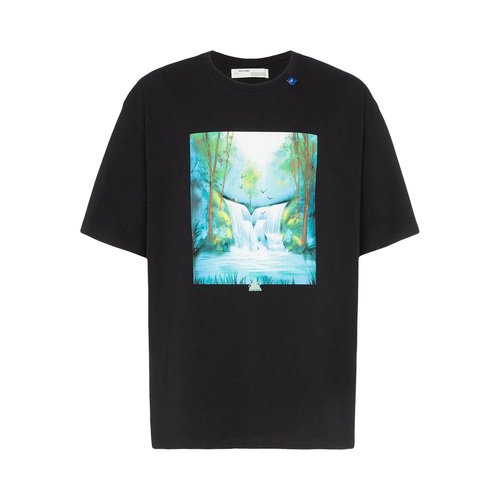 OFF-WHITE Waterfall Short Sleeve Over Tee - Black - OMAA038E191850151088