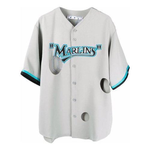 OFF-WHITE OFFWHITE x MLB Miami Marlins CutOut Shirt - Gray - OMGA207G21FAB0010910
