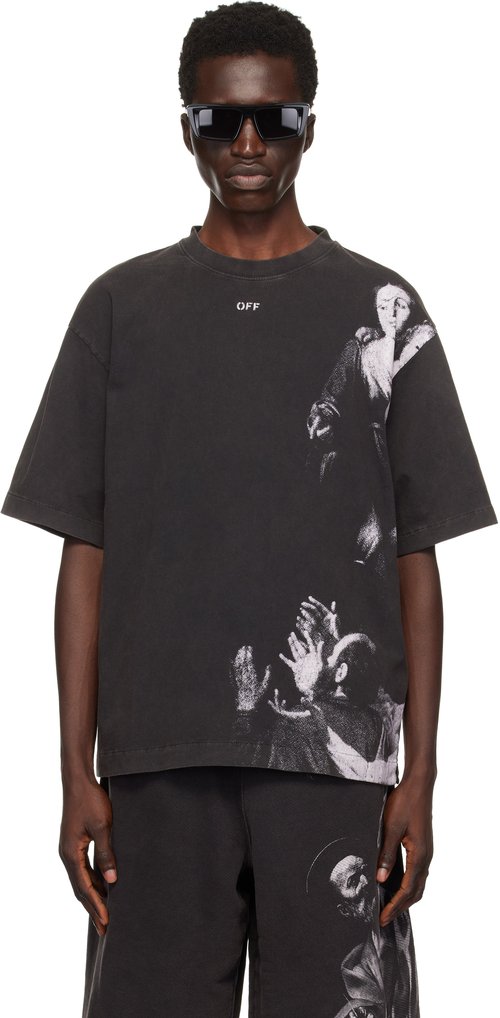 OFF-WHITE Blurred Mary Skate Short-Sleeve Tee - Black - White - OMAA120F24JER0091001