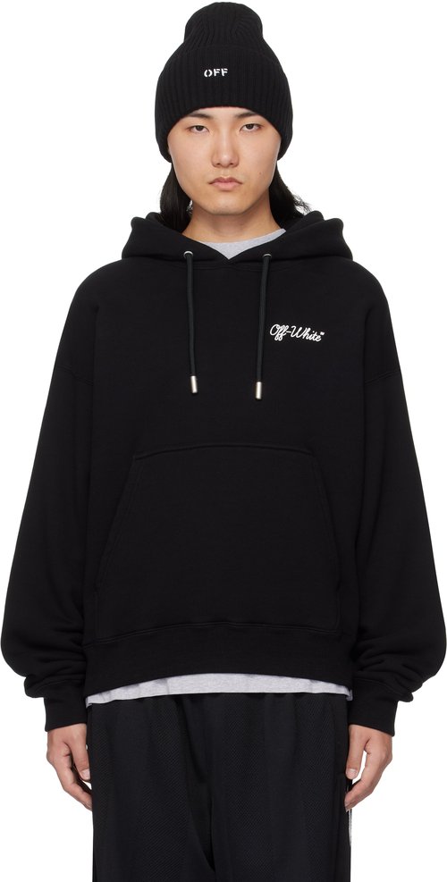 OFF-WHITE Script Skate Hoodie - Black - White - OMBB085C99FLE0191001