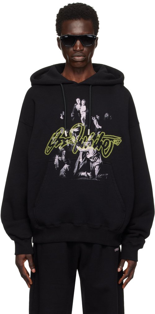OFF-WHITE Script Mary Skate Hoodie - Black - Multico - OMBB085F24FLE00C1084