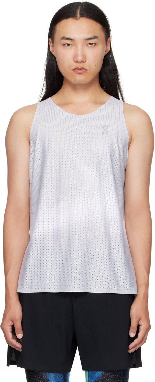 On Gray Pace Tank Top - Glacier/White - 1MF10020070