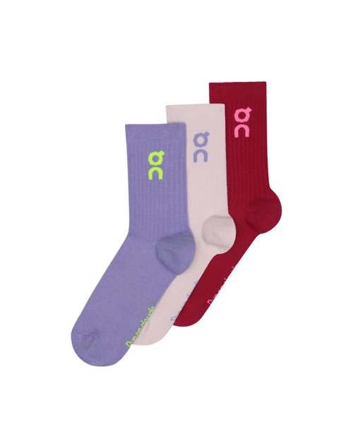 On Logo Sock High 3-Pack - Orchid/Comet - 2UF10313891