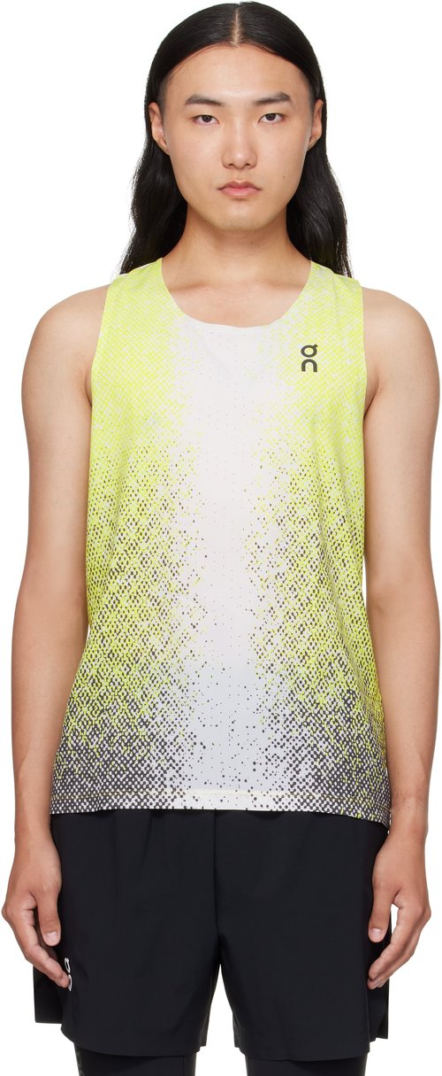 On Yellow Singlet Race Tank Top - Lime - 1MF10152347