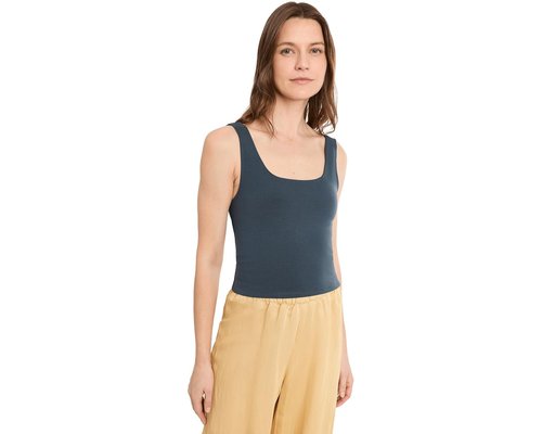 PACT On The Go-To Square Neck Tank Top Clothing - Steel Blue - WA1-W17-SEB