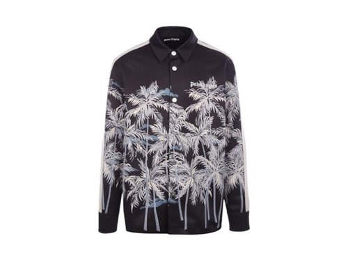 Palm Angels Allover Palms Track Shirt - Black/White - PMGA104S22FAB0021003