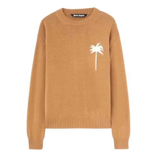 Palm Angels Back Palms Knit Sweater - Beige/Off White - PMHE080S25KNI0016103