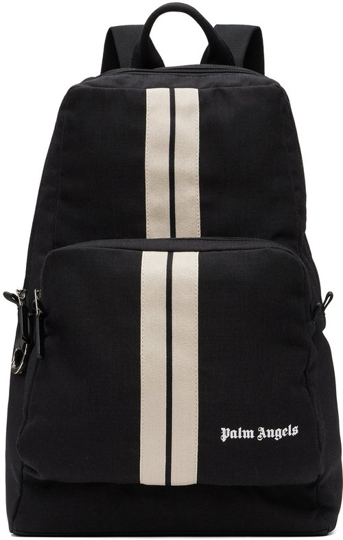 Palm Angels Black Classic Logo Backpack - Black White - PMNB015F23FAB0011001