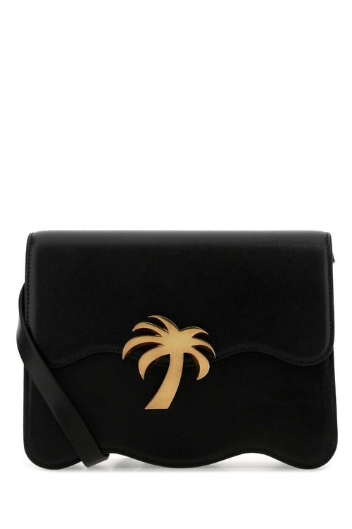 Palm Angels Black Leather Palm Beach Crossbody Bag - 1076 - PWNQ004S22LEA0011076