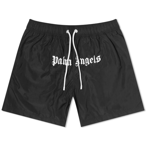 Palm Angels Classic Logo Swimshorts - Black White - PMFD002F23FAB0011001