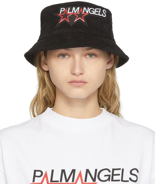Palm Angels Racing Star Bucket Hat - Black White - PMLA018F21FAB0011001