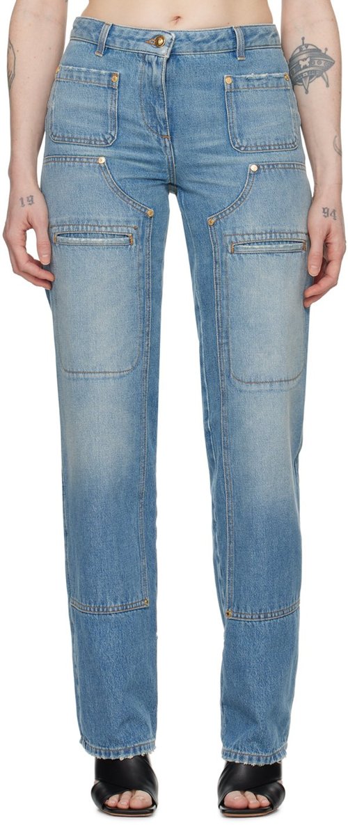 Palm Angels Blue Faded Jeans - Light Blue - PWYA034S24DEN0014040