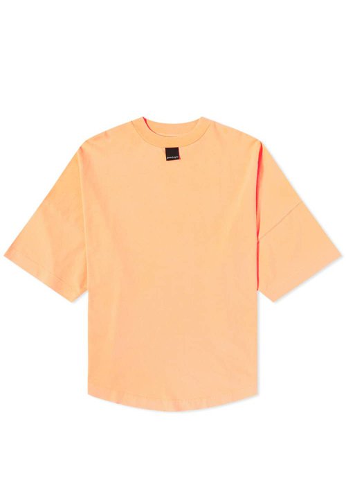Palm Angels Blurred Logo Over Tee - Orange Fluo Black - PMAA002F21JER0016610