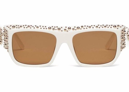Palm Angels Casablanca Studded SquareFrame Sunglasses - White/Caramel (Peri008S22Pla0010160)