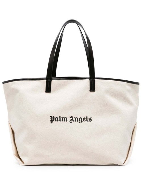 Palm Angels Classic Logo Basic Tote - White/Black - PWNA058F23FAB0010310