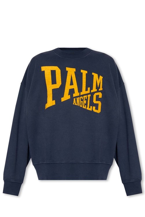 Palm Angels College Crew Fleece - Navy Blue - PMBA065F23-4676