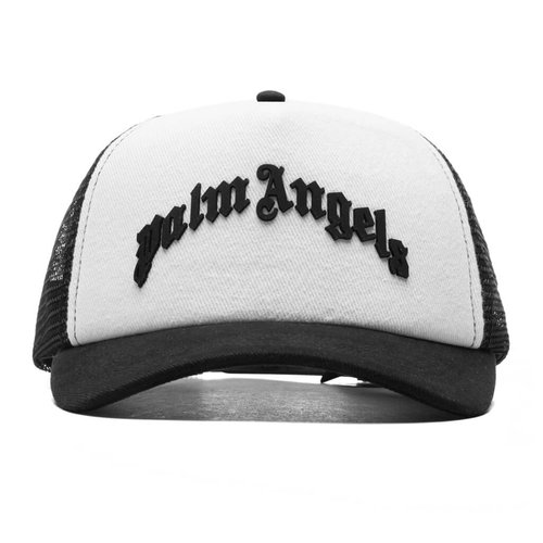 Palm Angels Curved Logo Mesh Cap - Black/Black - PMLB068F22FAB001-1010