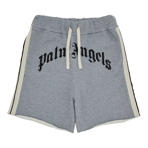 Palm Angels Curved Logo Track Sweatshort - Grey/Black - PMCI026F25FLE0010810