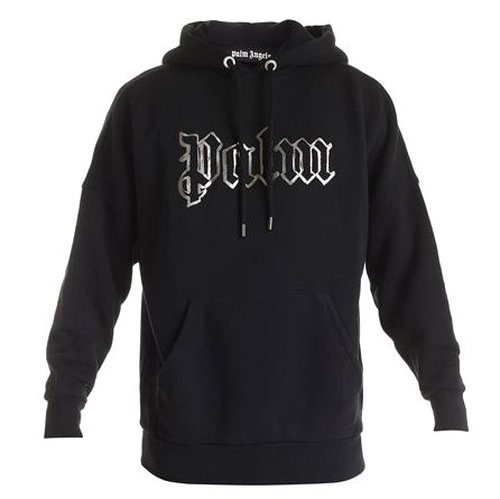 Palm Angels Front and Back Logo Popover GID Hoodie - Black - PMBB036E20FLE0031078