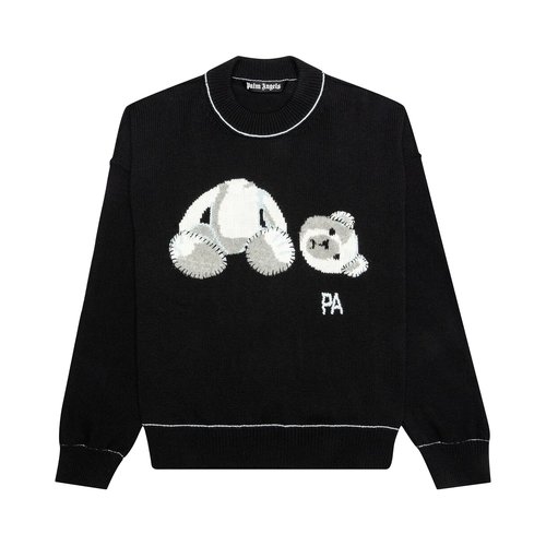 Palm Angels Ice Bear Sweater - Black/White - PMHE007E20KNI0011001