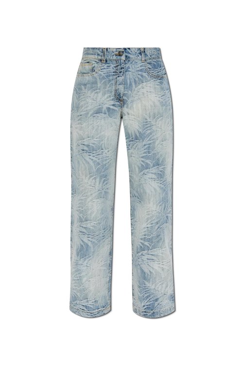 Palm Angels Blue Palms Jacquard Loose Jeans - Medium Blue - PWYB041S25DEN0024440