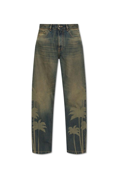 Palm Angels Laser Palm Wide Leg Jeans - PMYA049S25DEN001_6009
