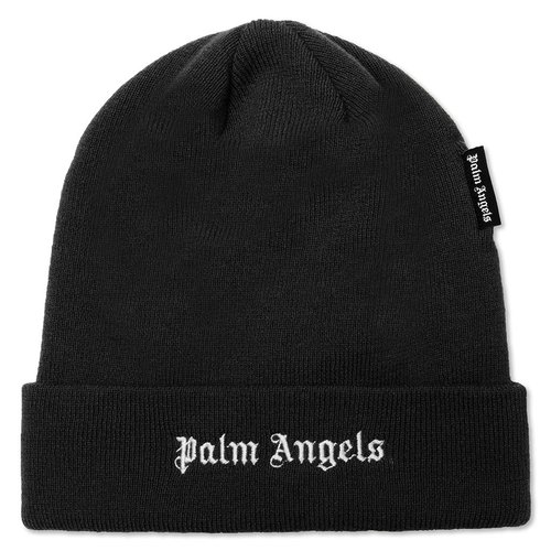 Palm Angels Logo Beanie - Black/White - PMLC012F20KNI0011001