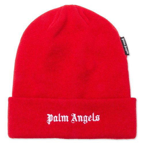 Palm Angels Logo Beanie - Red/White - PMLC012F20KNI0012501