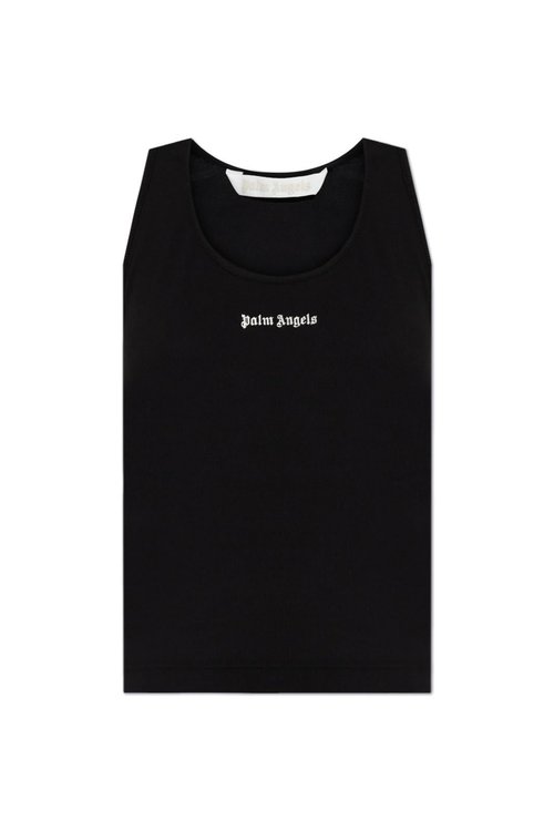 Palm Angels Logo Embroidered Ribbed Tank Top - PWAC020C99FAB001_1003